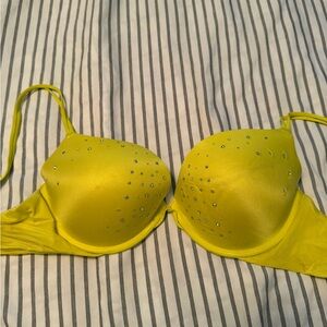Yellow Embellished Bra